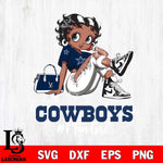 Dallas Cowboys #1 Black Fan Girl Betty Boop Svg Eps Dxf Png File, Digital Download, Instant Download