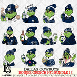 Dallas Cowboys  Boujee Grinch NFL Bundle 12 SVG Eps Dxf Png File, Digital Download, Instant Download