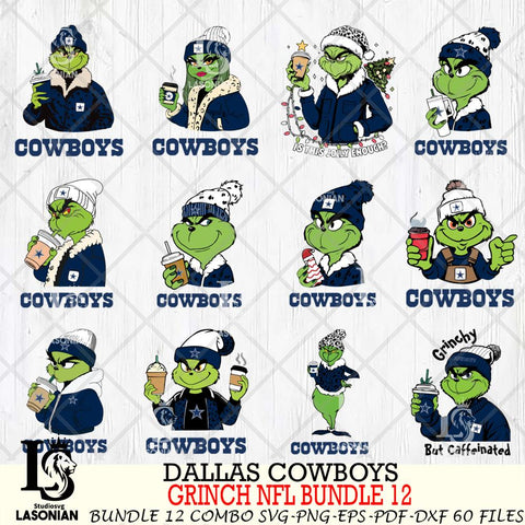 Dallas Cowboys  Grinch NFL Bundle 12 SVG Eps Dxf Png File, Digital Download, Instant Download