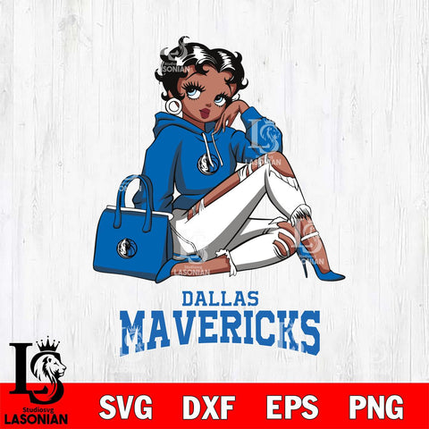 Dallas Mavericks Awesome Black Fan Girl Betty Boop