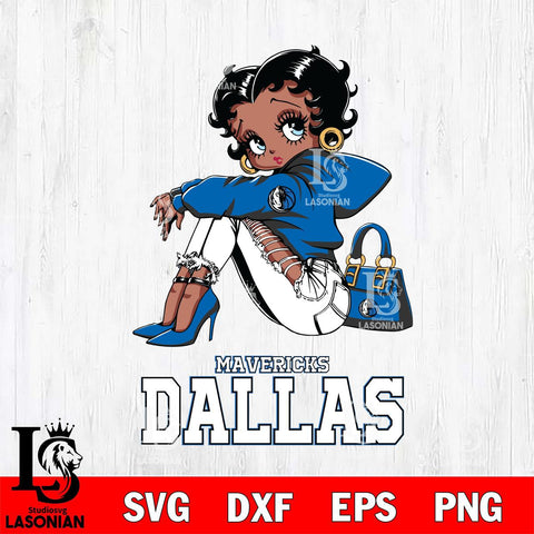 Dallas Mavericks Betty Boop Black Fan Girl Svg Eps Dxf Png File, Digital Download, Instant Download