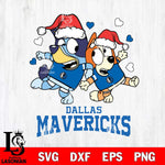 Dallas Mavericks Bluey Christmas NFL Svg Eps Dxf Png File, Digital Download