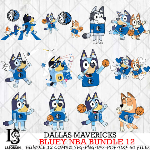 Dallas Mavericks Bluey NBA Bundle 12 Svg Eps Dxf Png File, Digital Download, Instant Download