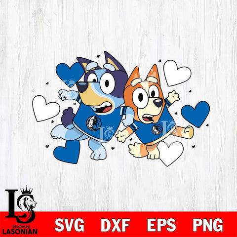 Dallas Mavericks Bluey sport heart Svg Eps Dxf Png File, Digital Download, Instant Download