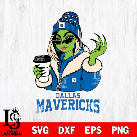 Dallas Mavericks Boujee Grinch Girls Christmas Cut Files Cricut, Svg Dxf Eps Png file , Silhouette