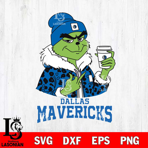 Dallas Mavericks Boujee Grinch Leopard Christmas Cut Files Cricut, Svg Dxf Eps Png file , Silhouette