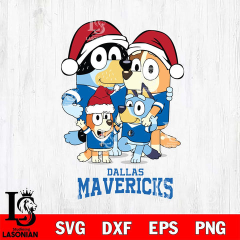 Dallas Mavericks Christmas Bluey Family Sport Svg , Christmas Svg , Bluey svg , Digital Download, dxf eps png pdf file