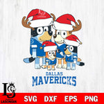 Dallas Mavericks Christmas Bluey Santa Family Svg , Christmas Svg , Bluey svg , Digital Download, dxf eps png pdf file