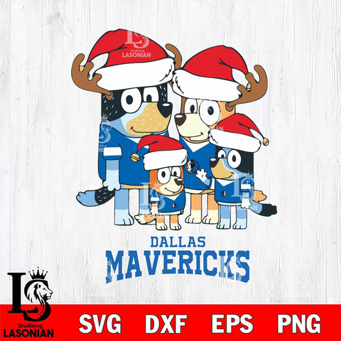 Dallas Mavericks Christmas Bluey Santa Family Svg , Christmas Svg , Bluey svg , Digital Download, dxf eps png pdf file