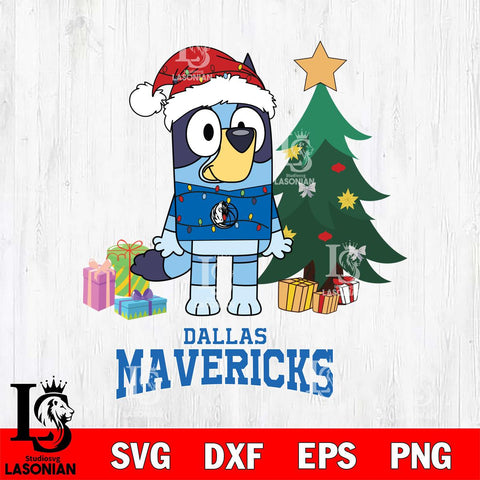 Dallas Mavericks Christmas Bluey Tree Sport Svg , Christmas Svg , Bluey svg , Digital Download, dxf eps png pdf file