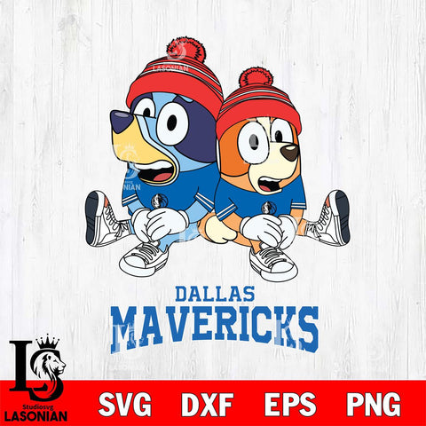 Dallas Mavericks Christmas Bluey & Bingo Sit Svg , Christmas Svg , Bluey svg , Digital Download, dxf eps png pdf file