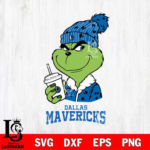 Dallas Mavericks Grinch Cofffe Christmas Cut Files Cricut, Svg Dxf Eps Png file , Silhouette