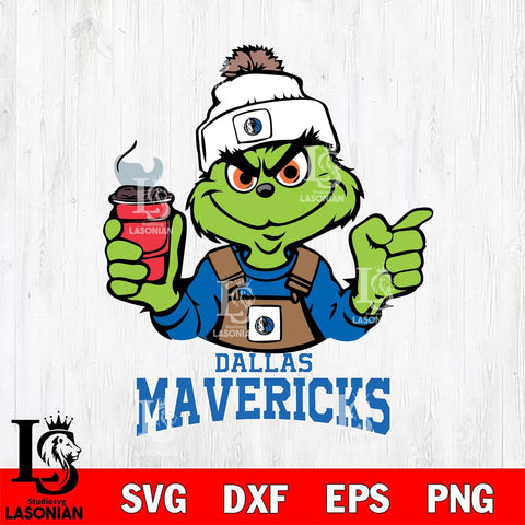 Dallas Mavericks Grinch with coffee Svg Eps Dxf Png File, Digital Download, Instant Download