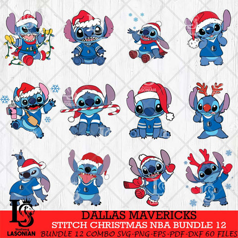 Dallas Mavericks Stitch Christmas NBA Bundle 12 SVG DXF EPS PNG file,Bundle NBA Svg, Digital download, Cut file