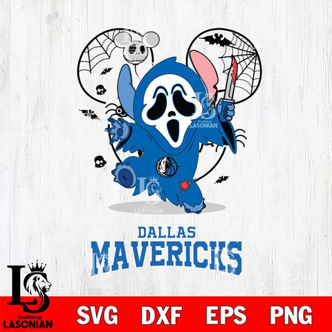 Dallas Mavericks Stitch Ghost Face Halloween 2 Svg Eps Dxf Png File, Digital Download, Instant Download