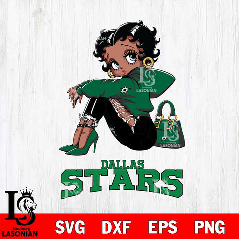 Dallas Stars Betty Boop Black Fan Girl Svg Eps Dxf Png File, Digital Download, Instant Download