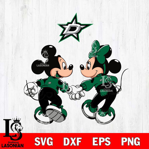 Dallas Stars Fan Minnie And Mickey Love Svg Eps Dxf Png File, Digital Download, Instant Download