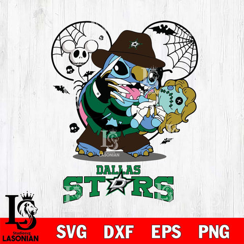 Dallas Stars Stitch Freddy Krueger Halloween Svg Eps Dxf Png File, Digital Download, Instant Download