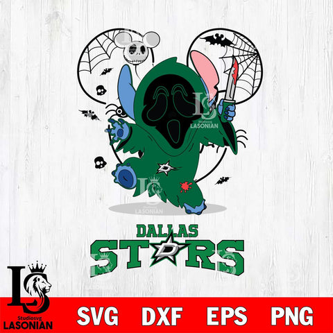 Dallas Stars Stitch Ghost Face Halloween 2 Svg Eps Dxf Png File, Digital Download, Instant Download