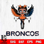 Denver Broncos Anglel Black Fan Girl Betty Boop Svg Eps Dxf Png File, Digital Download, Instant Download