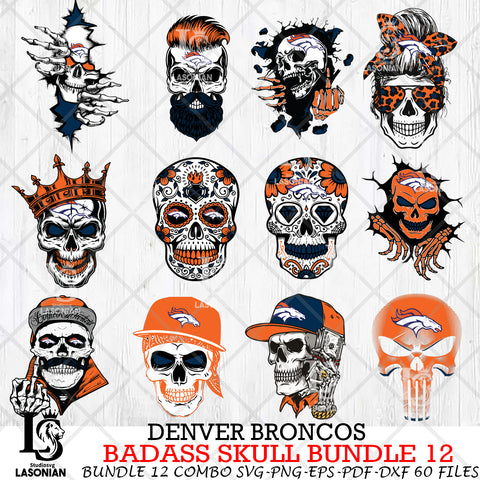 Denver Broncos Badass Skull Bundle SVG