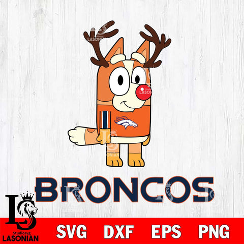 Denver Broncos Bluey Chilli Christmas Deer Svg Eps Dxf Png File, Digital Download