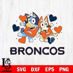 Denver Broncos Bluey Chilli Heart NFL Svg Eps Dxf Png File, Digital Download, Instant Download