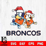 Denver Broncos Bluey Christmas Holiday Svg Eps Dxf Png File, Digital Download