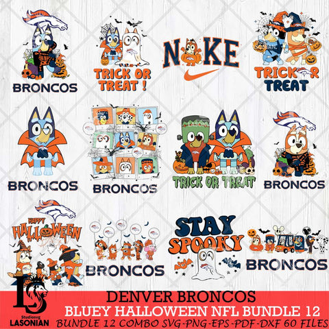 Denver Broncos Bluey Halloween 12 SVG Svg Eps Dxf Png File, Digital Download, Instant Download