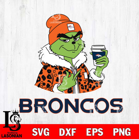 Denver Broncos Boujee Grinch Leopard Christmas Svg Eps Dxf Png File,Cricut svg files, Digital Download, Instant Download