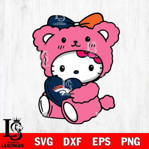 Denver Broncos Cute Hello Kitty 3 Svg Eps Dxf Png File, Digital Download, Instant Download