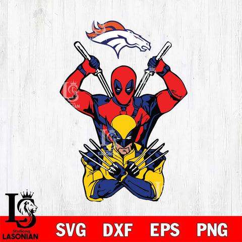 Denver Broncos Deadpool Wolverine 2 Svg Eps Dxf Png File, Digital Download, Instant Download