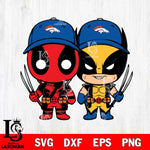 Denver Broncos Deadpool Wolverine 3 Svg Eps Dxf Png File, Digital Download, Instant Download