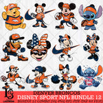 Denver Broncos Disney NFL Bundle 12 Svg Eps Dxf Png File, Digital Download, Instant Download