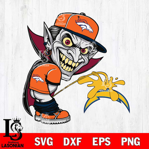 Denver Broncos Dracula Piss On Los Angeles Chargers Svg Eps Dxf Png File, Digital Download, Instant Download