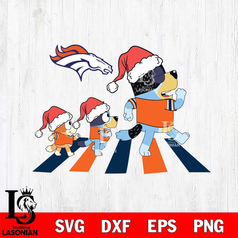 Denver Broncos Family Bluey Walking Christmas Svg Eps Dxf Png File, Digital Download, Instant Download