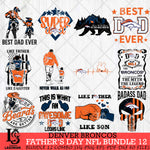 Denver Broncos Fathers Day NFL Bundle 12 Svg Eps Dxf Png File, Digital Download, Instant Download