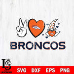 Denver Broncos Gnomes Peace & Love Svg Eps Dxf Png File, Digital Download, Instant Download