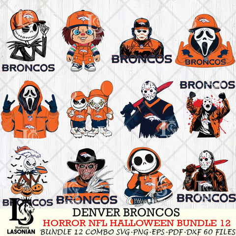 Denver Broncos Halloween Bundle 12 SVG Svg Eps Dxf Png File, Bundle NFL svg, Digital Download, Instant Download