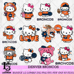 Denver Broncos Hello Kitty Bundle 12 SVG Svg Eps Dxf Png File, Digital Download, Instant Download