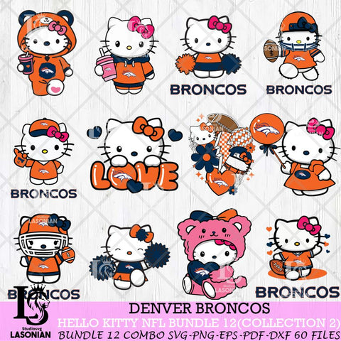 Denver Broncos Hello Kitty Bundle 12 SVG Svg Eps Dxf Png File, Digital Download, Instant Download