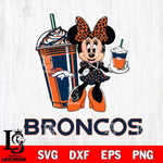 Denver Broncos Minnie Mouse Fan And Coffee Svg Eps Dxf Png File, Digital Download, Instant Download