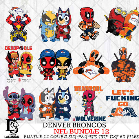 Denver Broncos NFL Bundle 12 Svg Eps Dxf Png File, Digital Download, Instant Download