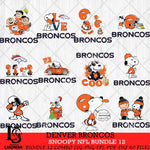 Denver Broncos Snoopy NFL Bundle 12 SVG Eps Dxf Png File, NFL svg, Digital Download, Instant Download