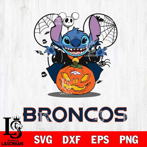 Denver Broncos Stitch Horror Halloween Svg Eps Dxf Png File, Digital Download, Instant Download