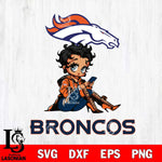 Denver Broncos Style Black Fan Girl Betty Boop Svg Eps Dxf Png File, Digital Download, Instant Download