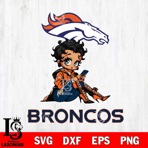 Denver Broncos Style Black Fan Girl Betty Boop Svg Eps Dxf Png File, Digital Download, Instant Download