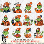 Denver Broncos  Boujee Grinch NFL Bundle 12 SVG Eps Dxf Png File, Digital Download, Instant Download