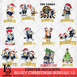 Denver Nuggets Bluey Happy Christmas Bundle 12 Svg Eps Dxf Png File, Digital Download