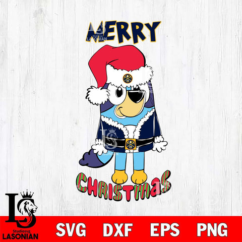 Denver Nuggets Bluey Merry Christmas Bluey Santa Claus Svg Eps Dxf Png File, Digital Download